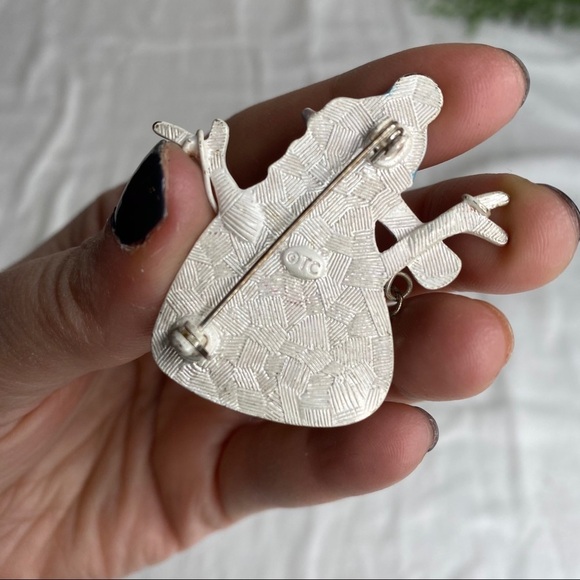 Jingle All The Way Enamel and Silver Metal Snowman Brooch With Bells Marked TC - Picture 7 of 9